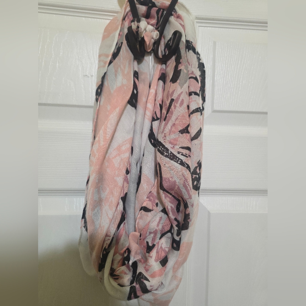 Floral Pink and Black Women's Scarf